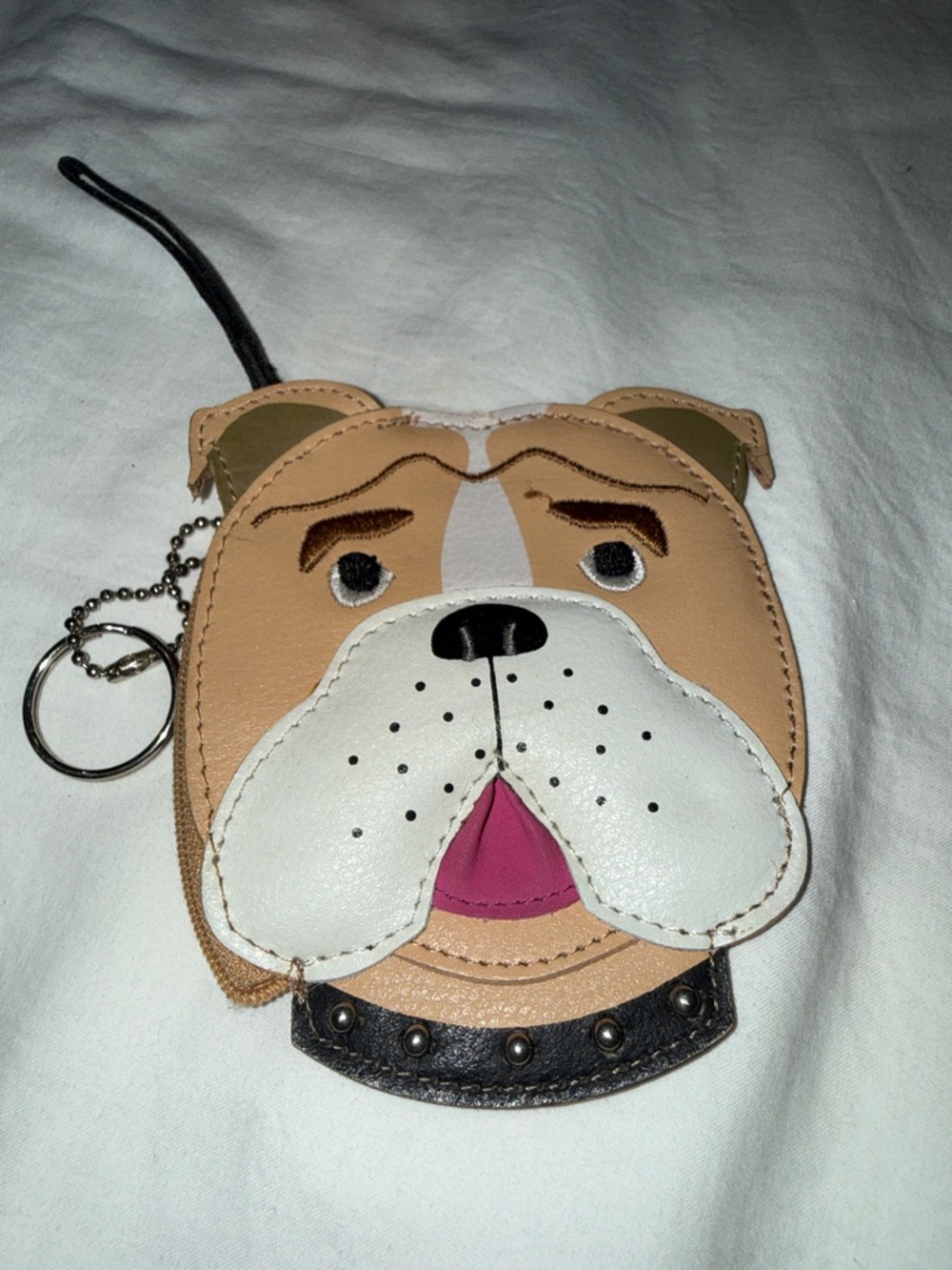Rolf’s Leather Dog Coin Pouch with Keychain EUC